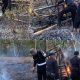 Kompi 1 Yon A Pelopor Brimob Halmahera Utara Berhasil Padamkan Kebakaran Lahan Milik Warga Desa Mawea